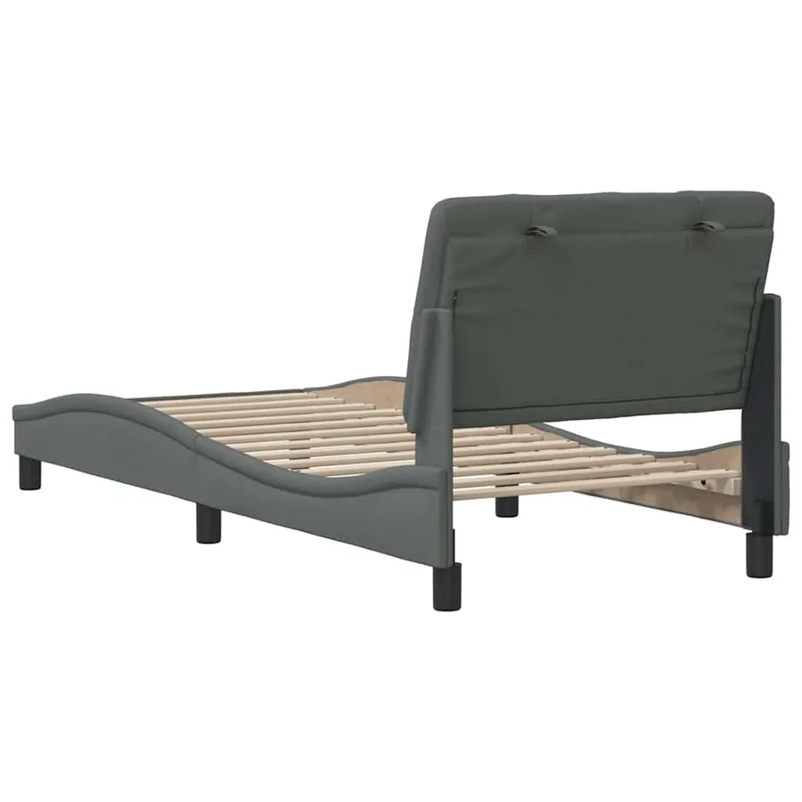Cadre de lit sans matelas gris foncé 90x200 cm tissu - 9
