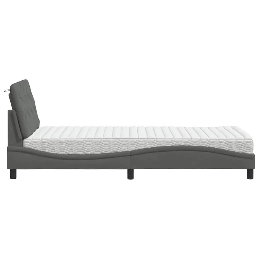 Lit avec matelas gris foncé 90x200 cm tissu - 6