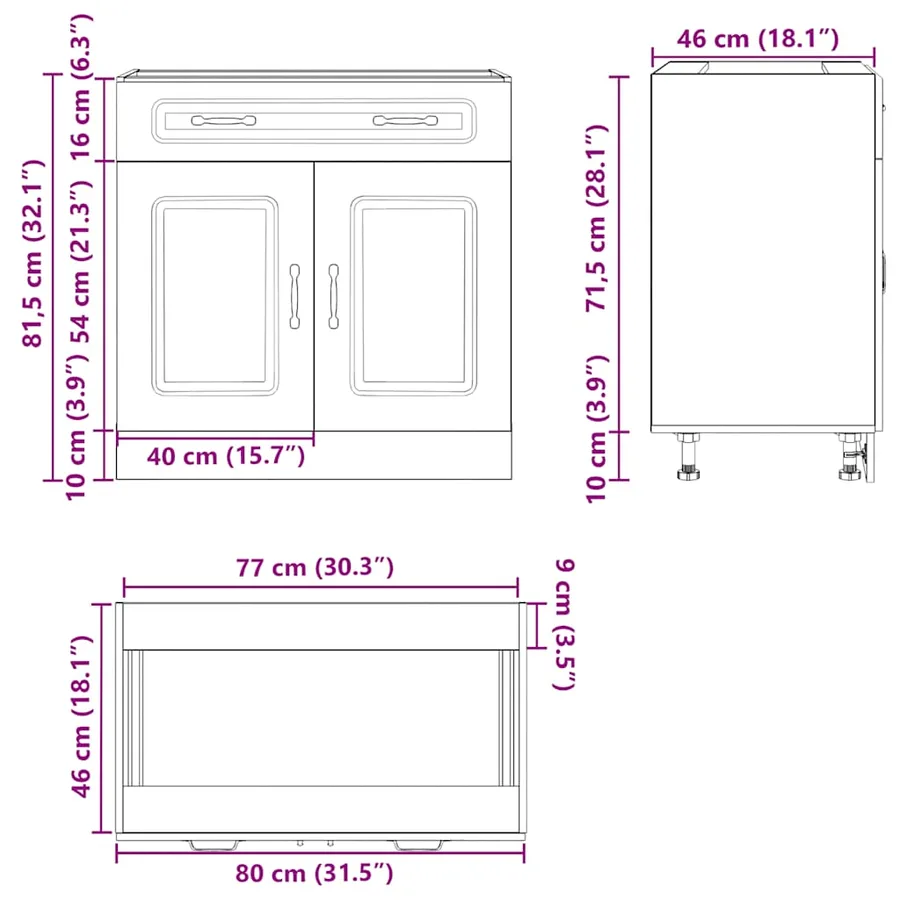 Armoire de cuisine Kalmar chêne marron bois d'ingénierie - 11
