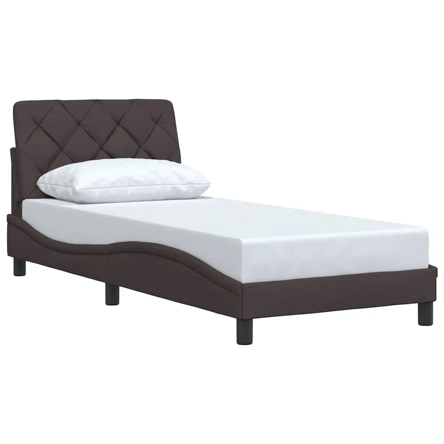 Cadre de lit sans matelas marron foncé 90x190 cm tissu - 3