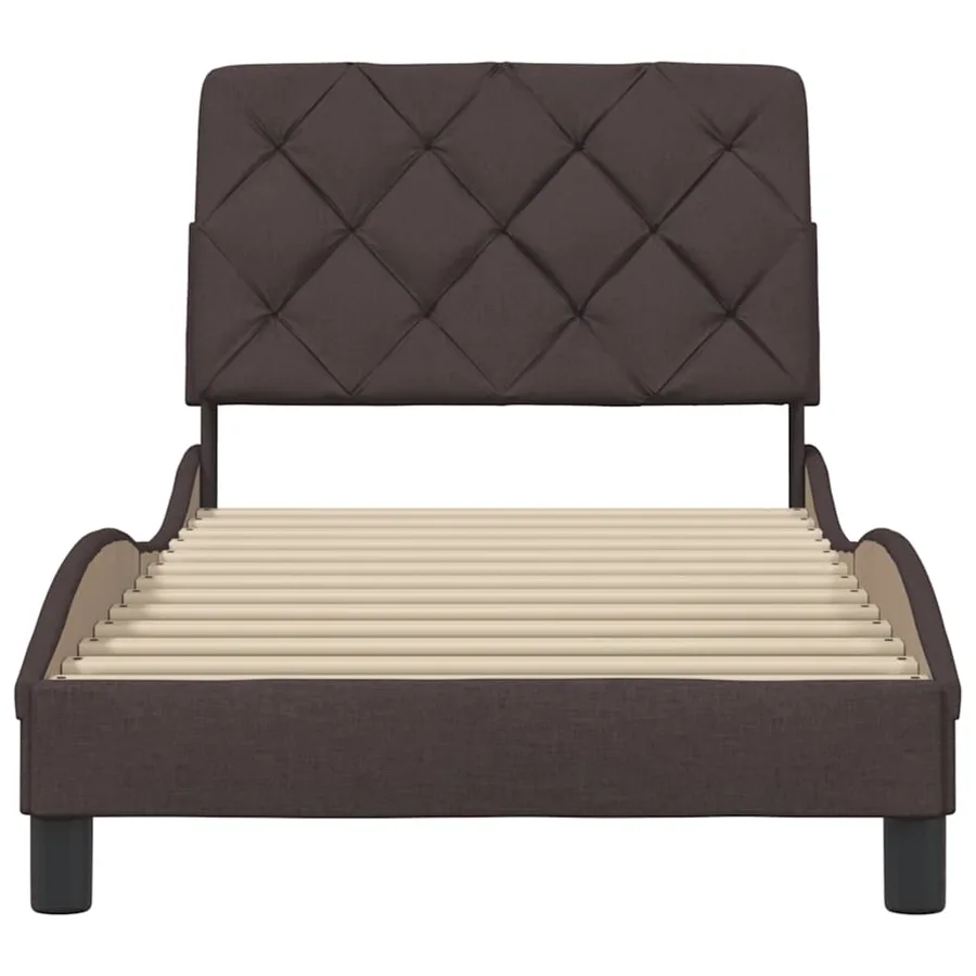 Cadre de lit sans matelas marron foncé 90x190 cm tissu - 5