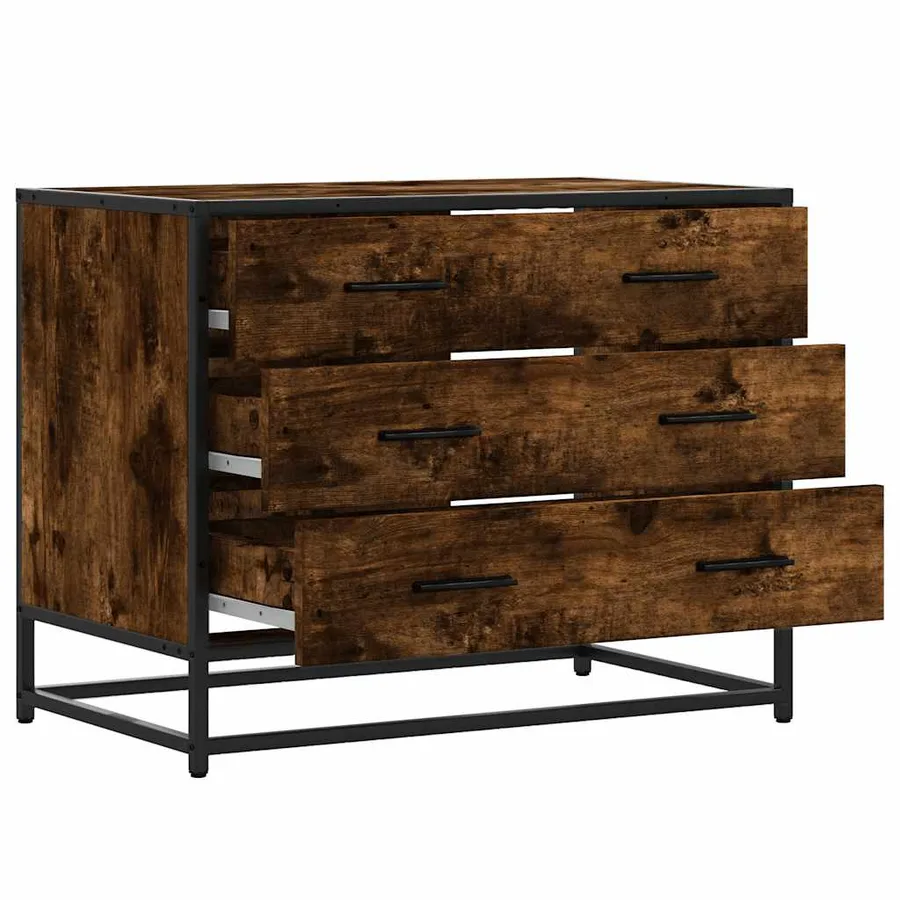Commode chêne fumé 70x41x56 cm bois d'ingénierie - 5