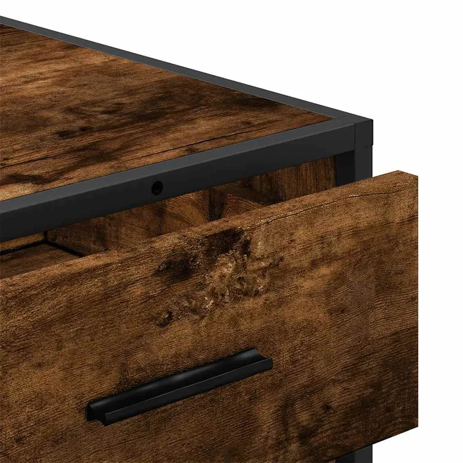 Commode chêne fumé 70x41x56 cm bois d'ingénierie - 8