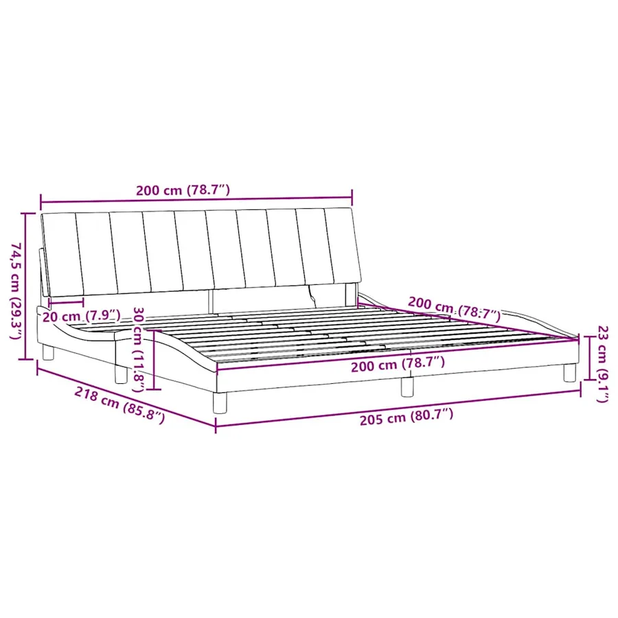 Cadre de lit sans matelas Hanko noir 200x200 cm tissu - 15