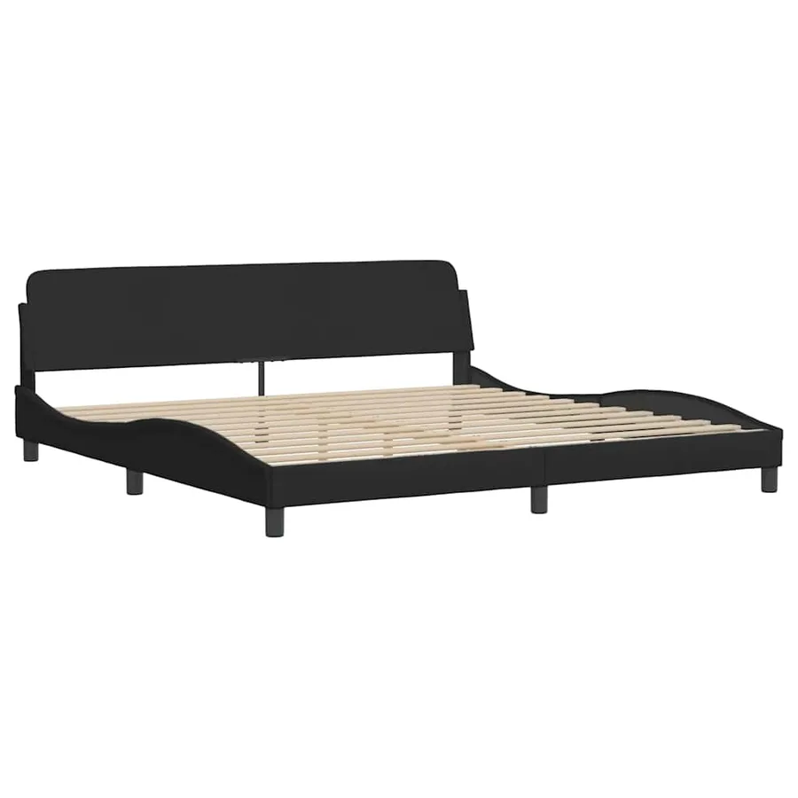 Cadre de lit sans matelas Hanko noir 200x200 cm tissu - 7