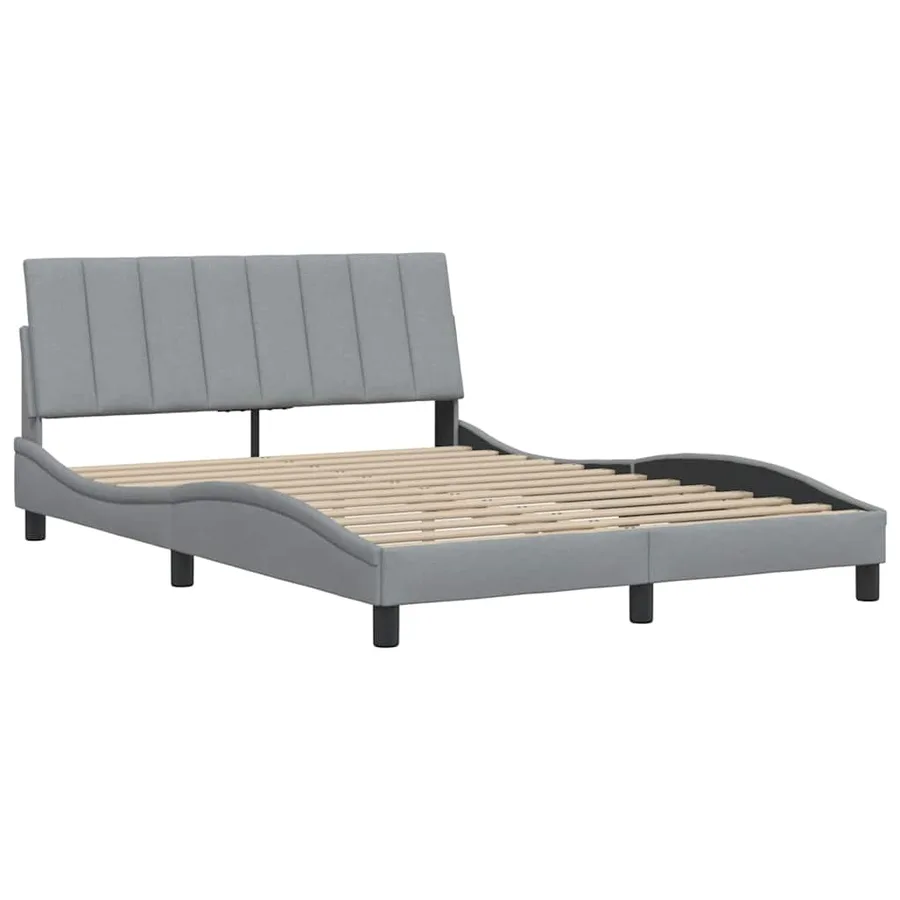 Cadre de lit sans matelas Hanko gris clair 120x200 cm tissu - 6