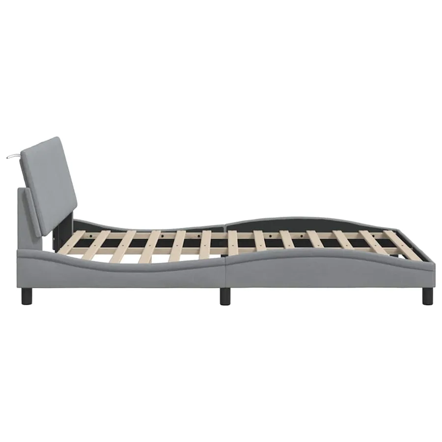 Cadre de lit sans matelas Hanko gris clair 120x200 cm tissu - 8