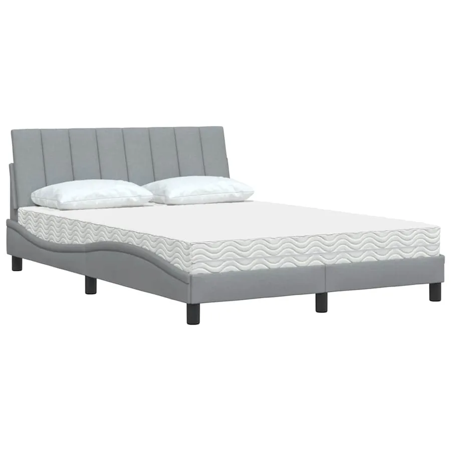 Lit avec matelas Hanko gris clair 120x200 cm tissu - 4
