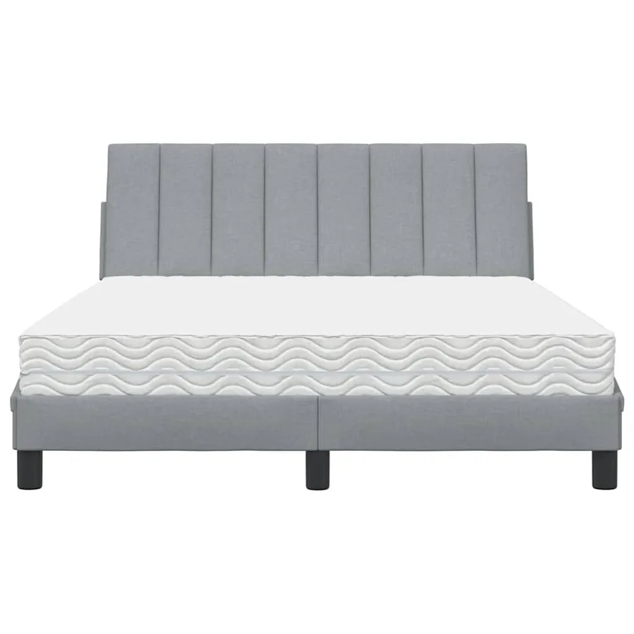 Lit avec matelas Hanko gris clair 120x200 cm tissu - 5