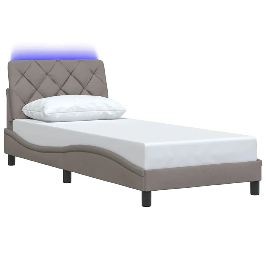 Cadre de lit avec LED sans matelas taupe 90x200 cm tissu - 3