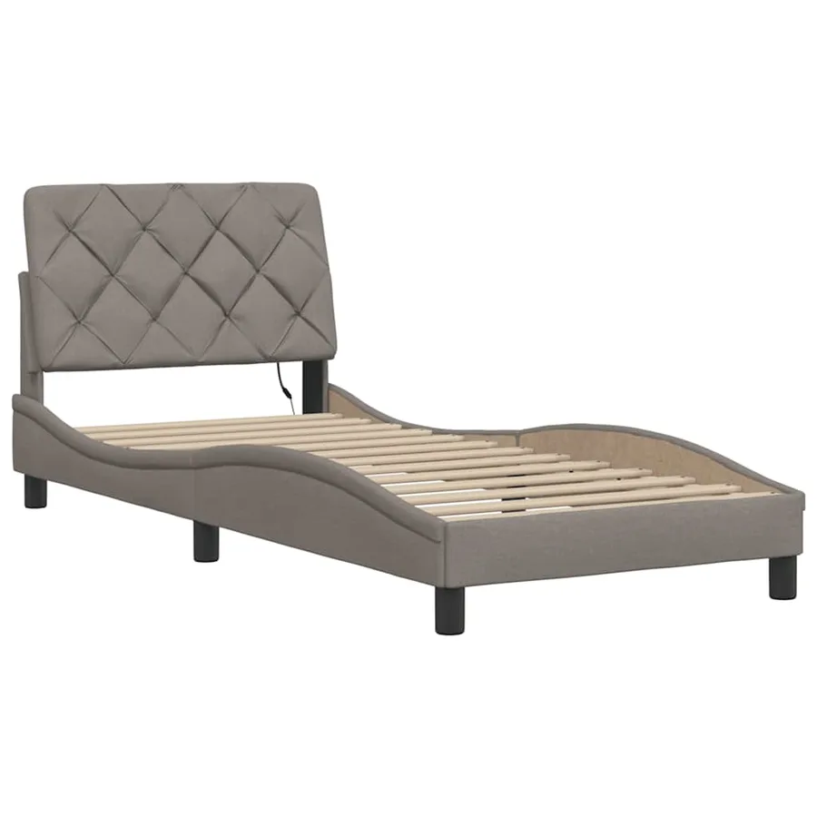 Cadre de lit avec LED sans matelas taupe 90x200 cm tissu - 9
