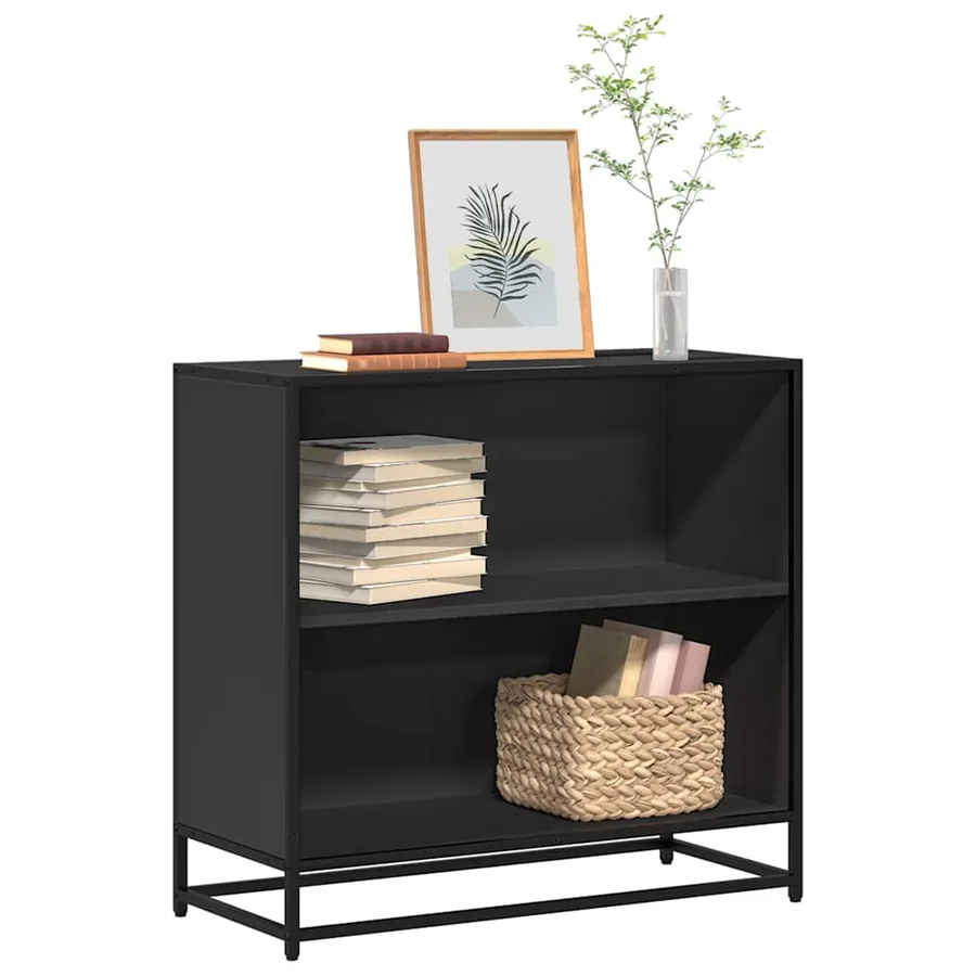 Bibliothèque noir 80,5x35x76 cm bois d'ingénierie