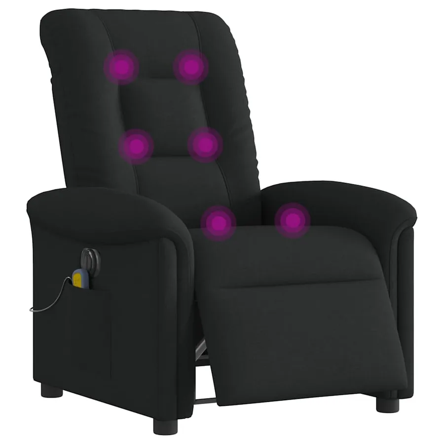 Fauteuil de massage inclinable électrique Noir Tissu - 3
