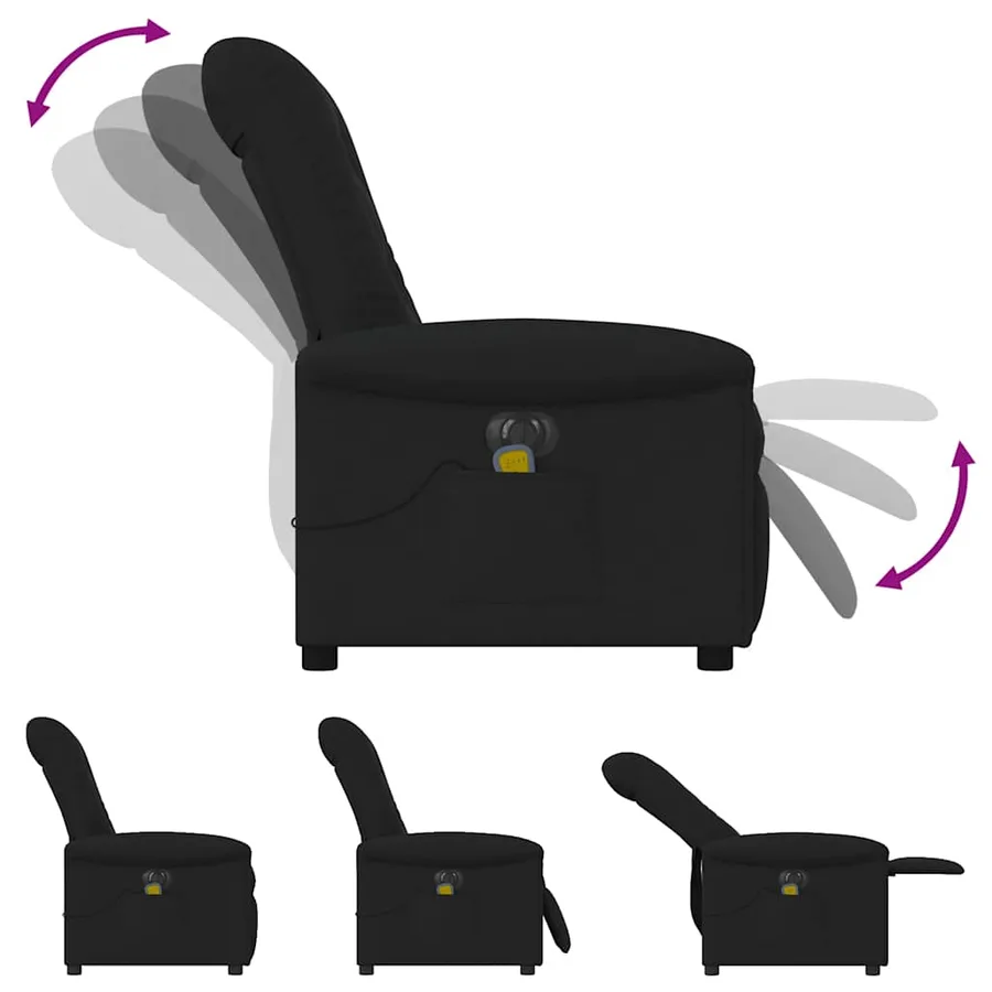 Fauteuil de massage inclinable électrique Noir Tissu - 8