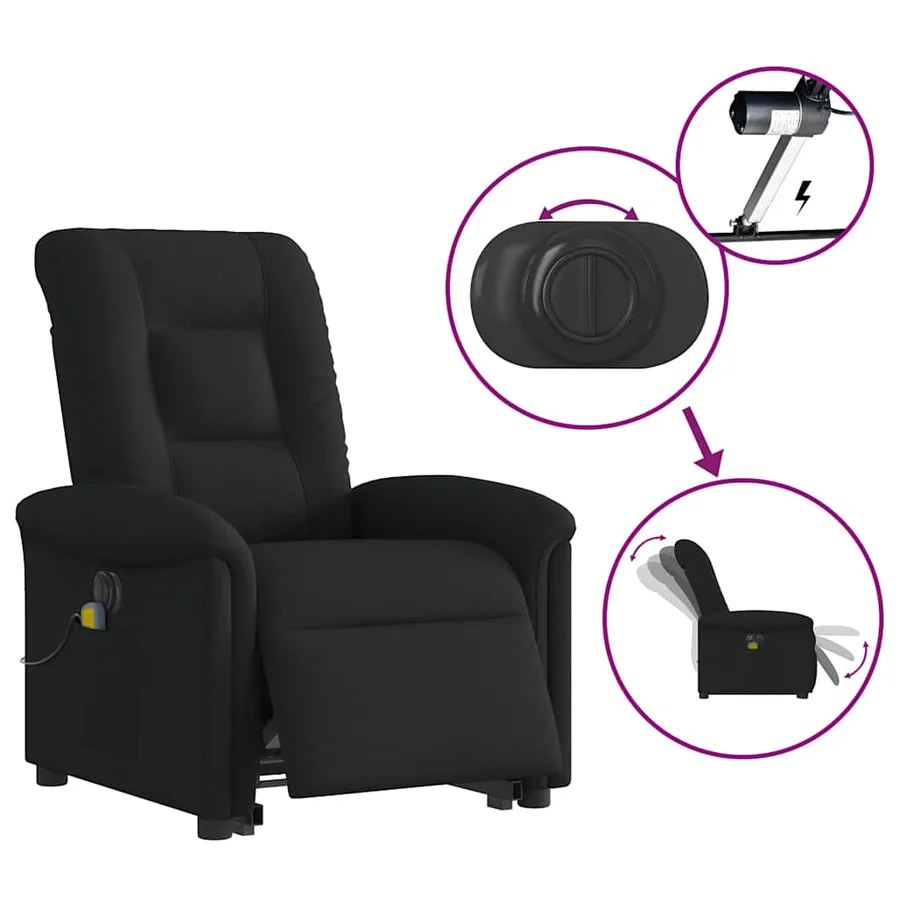 Fauteuil inclinable de massage électrique Noir Tissu - 10