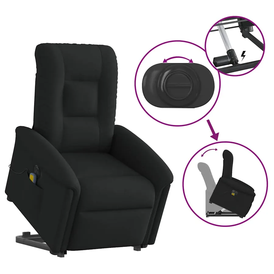 Fauteuil inclinable de massage électrique Noir Tissu - 9