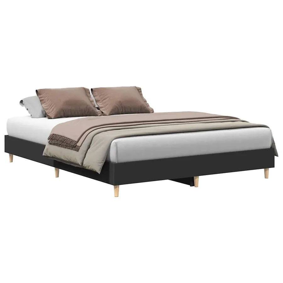 Cadre de lit sans matelas noir 140x200 cm bois d'ingénierie - 2