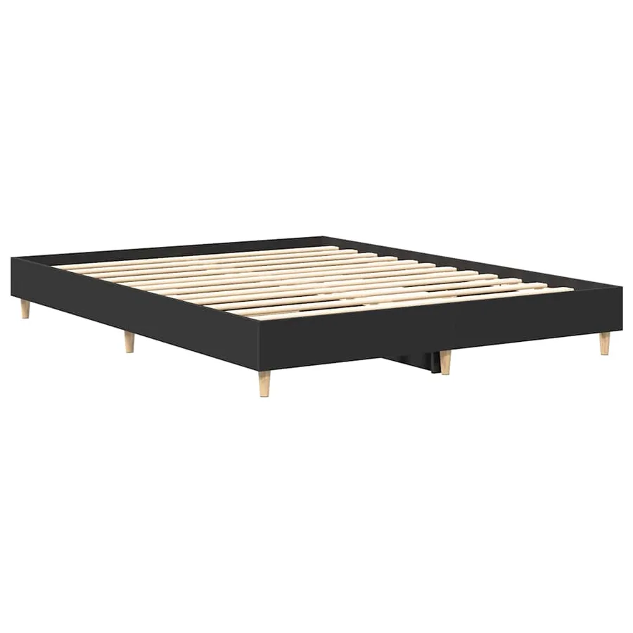 Cadre de lit sans matelas noir 140x200 cm bois d'ingénierie - 4