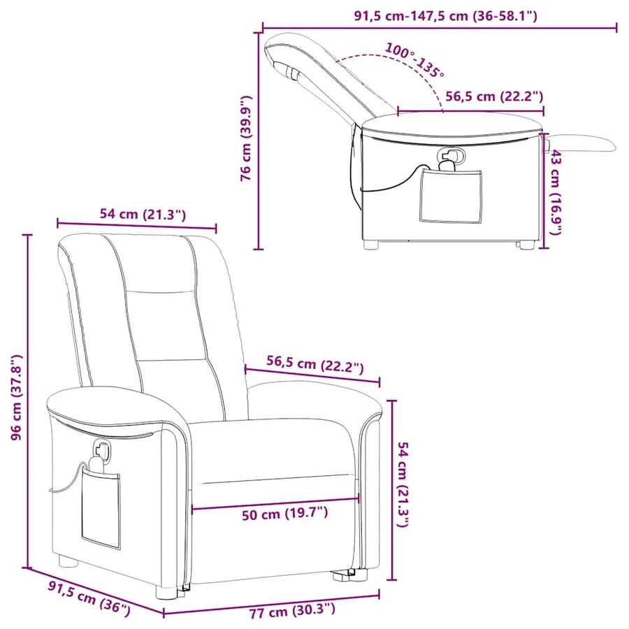 Fauteuil inclinable de massage Taupe Tissu - 15
