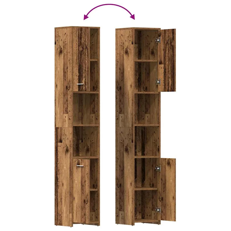Armoire salle de bain vieux bois 30x30x183,5 cm bois ingénierie - 9