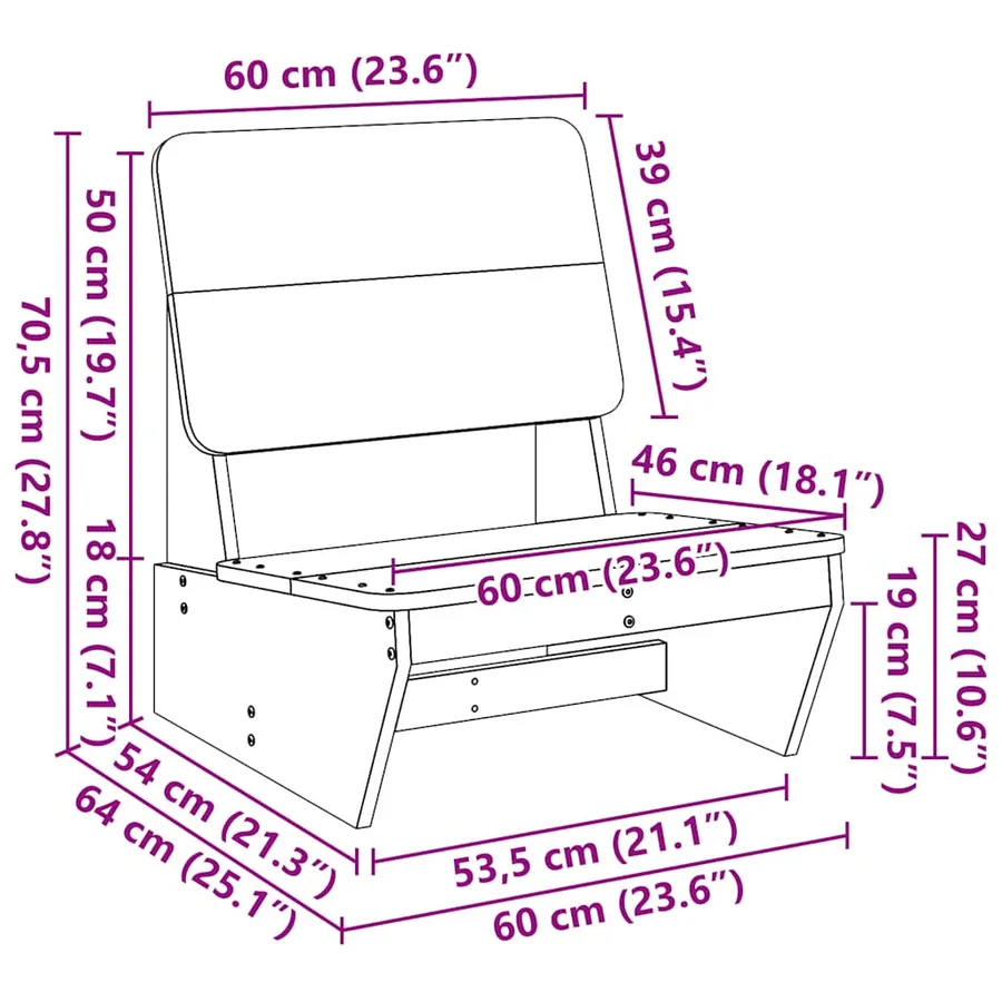 Chaise de jardin 60x64x70,5 cm bois de pin imprégné - 9