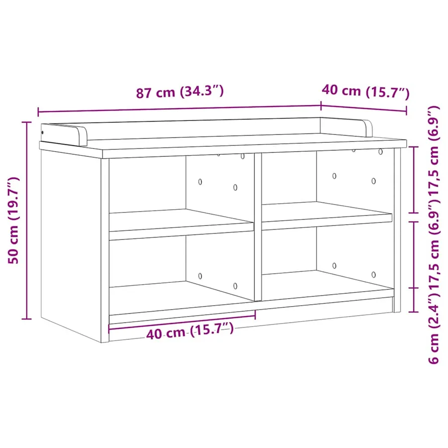 Banc de couloir SANDNES blanc 87x40x50 cm bois de pin massif - 10