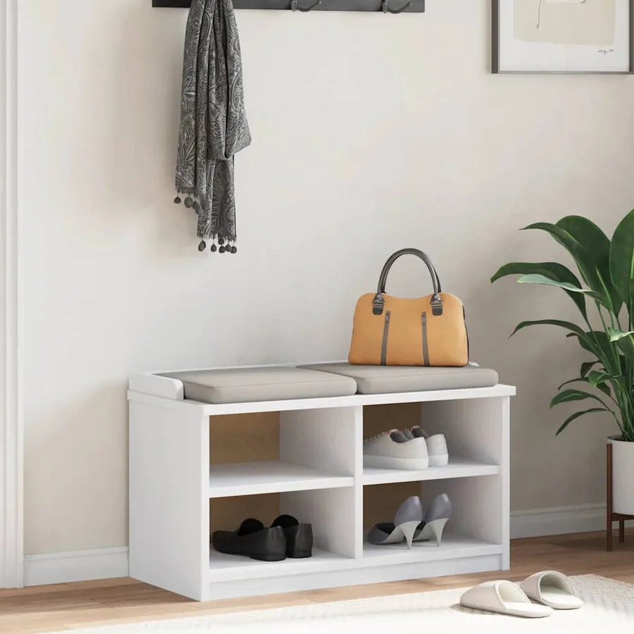 Banc de couloir SANDNES blanc 87x40x50 cm bois de pin massif - 3