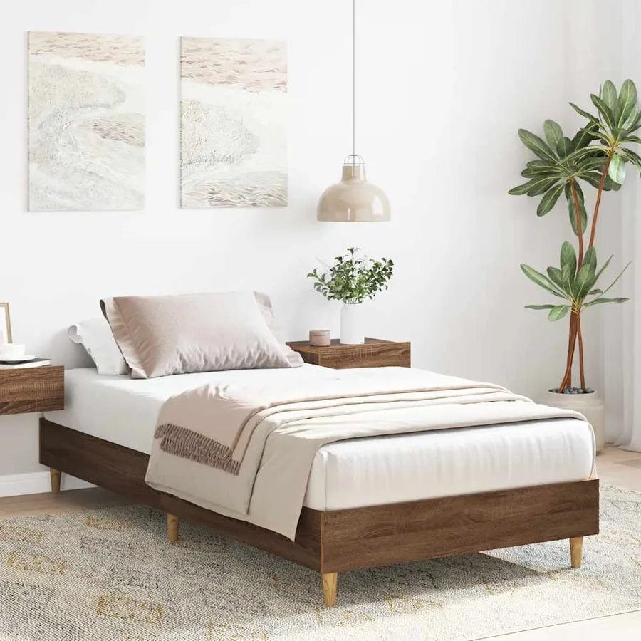 Cadre de lit sans matelas chêne marron 90x190cm bois ingénierie - 3