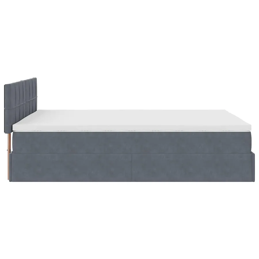 Cadre de lit ottoman avec matelas gris foncé 140x200 cm velours - 8