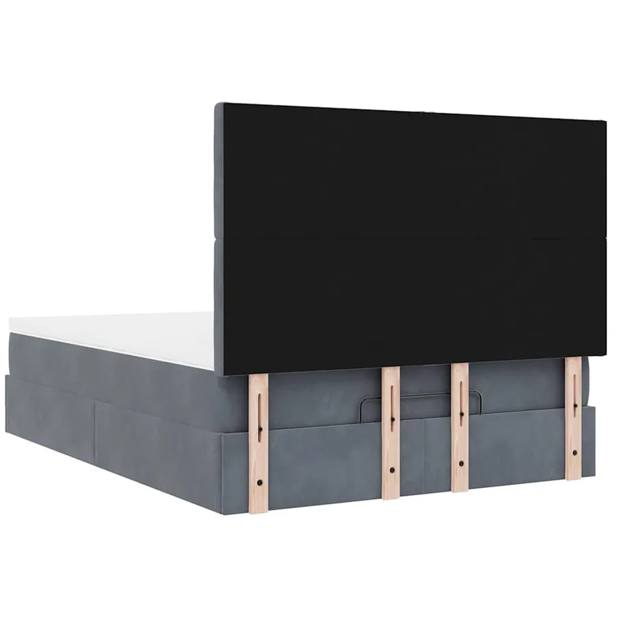 Cadre de lit ottoman avec matelas gris foncé 140x200 cm velours - 10