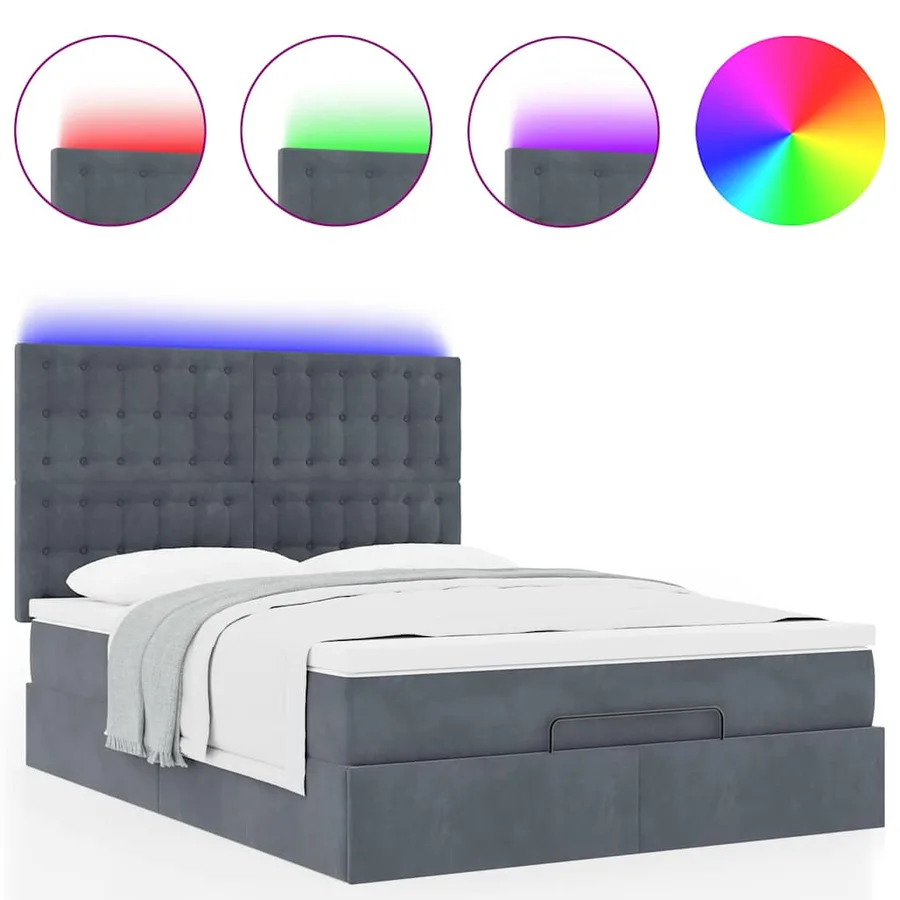 Cadre de lit ottoman avec matelas gris foncé 140x200 cm velours - 5