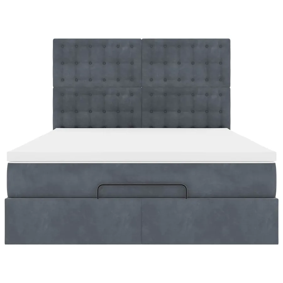 Cadre de lit ottoman avec matelas gris foncé 140x200 cm velours - 8