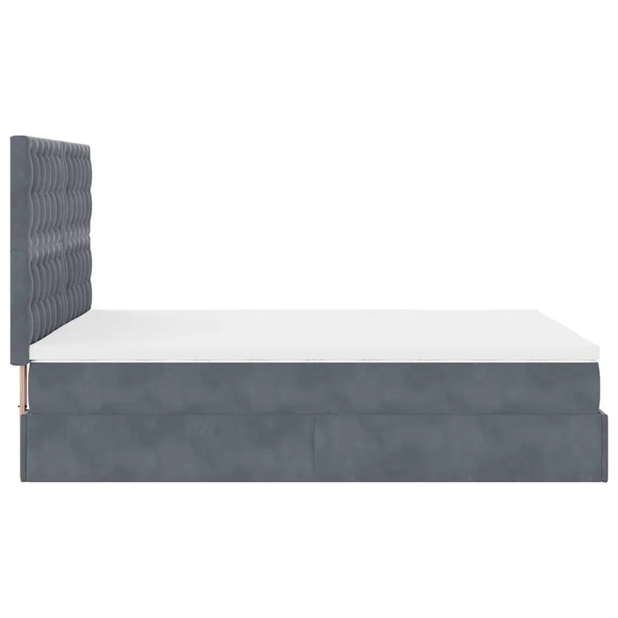 Cadre de lit ottoman avec matelas gris foncé 140x200 cm velours - 9