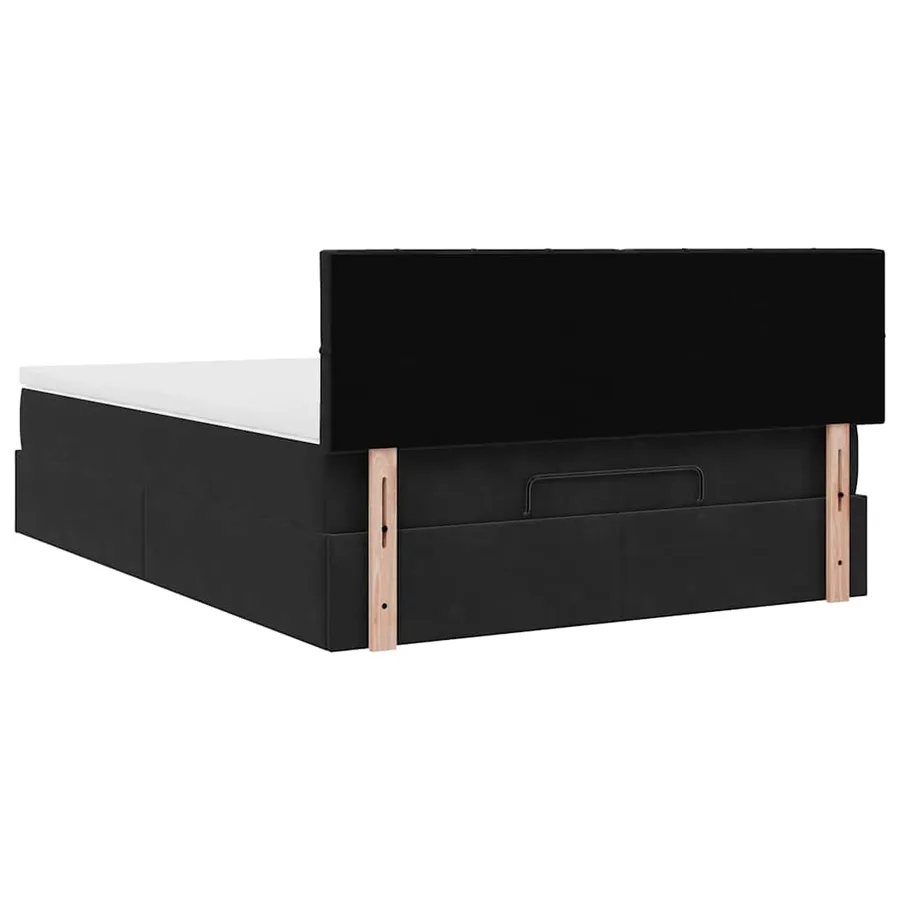 Cadre de lit ottoman avec matelas noir 140x200 cm velours - 10