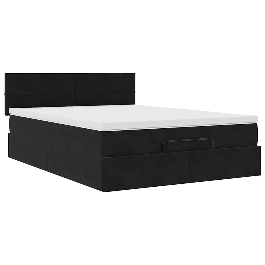 Cadre de lit ottoman avec matelas noir 140x200 cm velours - 5