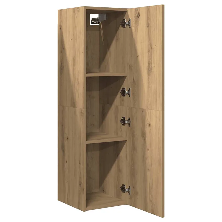 Meuble TV chêne artisanal 30,5x30x110 cm bois d'ingénierie - 7