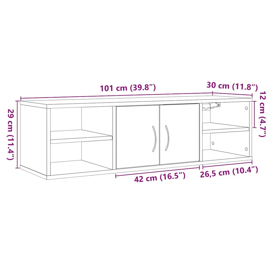 Armoire murale chêne artisanal 101x30x29 cm bois d'ingénierie - 11