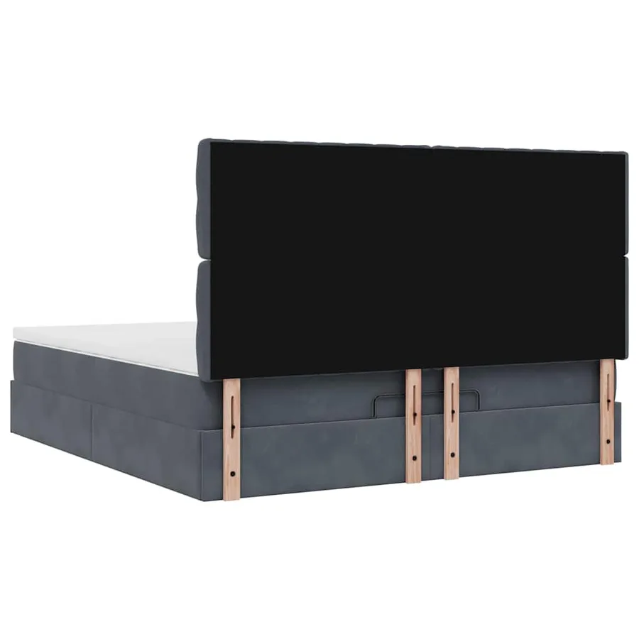 Cadre de lit ottoman avec matelas gris foncé 160x200cm velours - 9