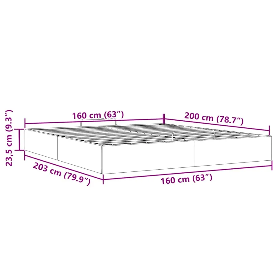 Cadre de lit ottoman sans matelas gris foncé 160x200 cm velours - 14