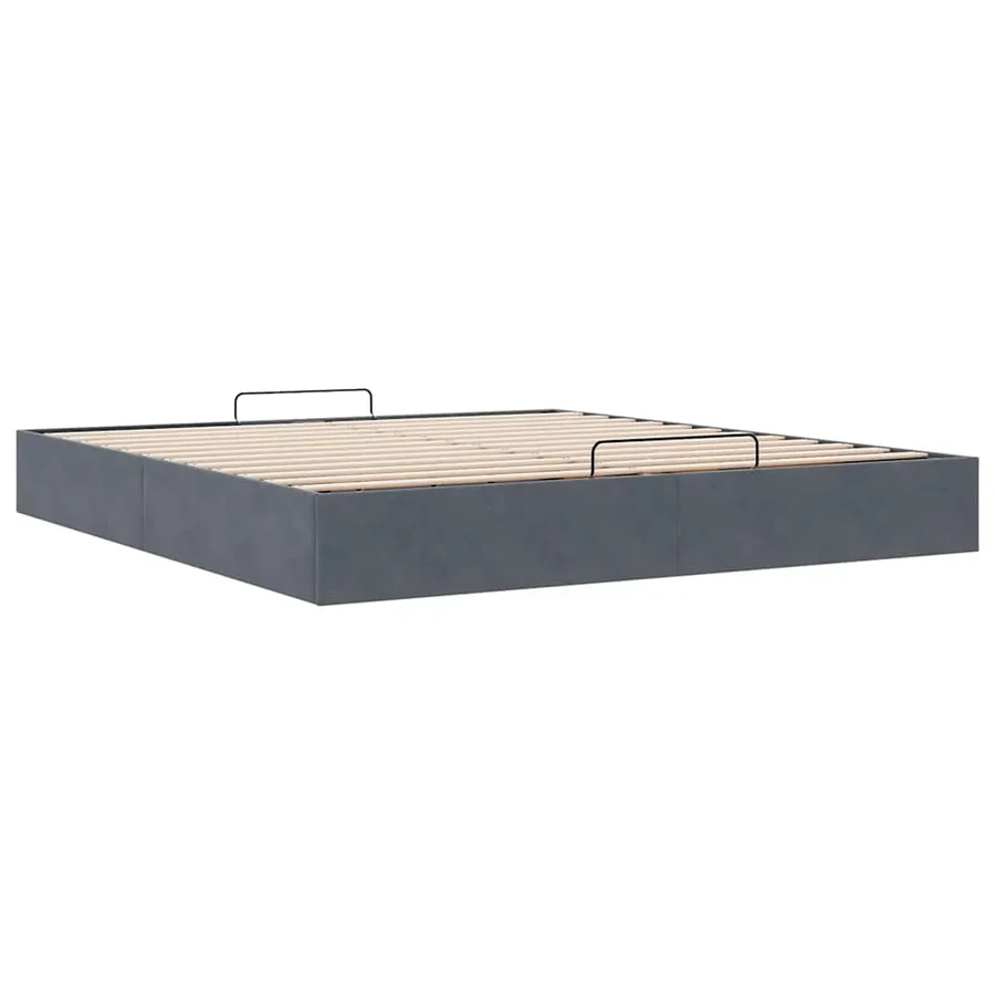 Cadre de lit ottoman sans matelas gris foncé 160x200 cm velours - 6