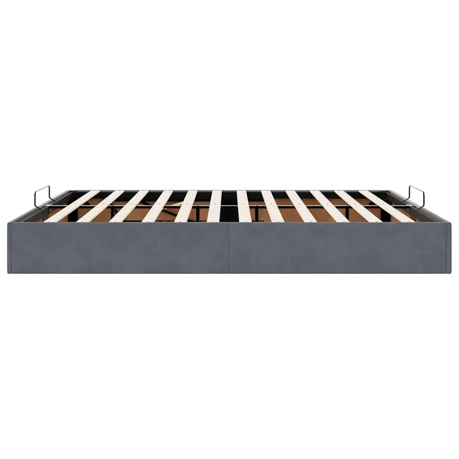 Cadre de lit ottoman sans matelas gris foncé 160x200 cm velours - 8