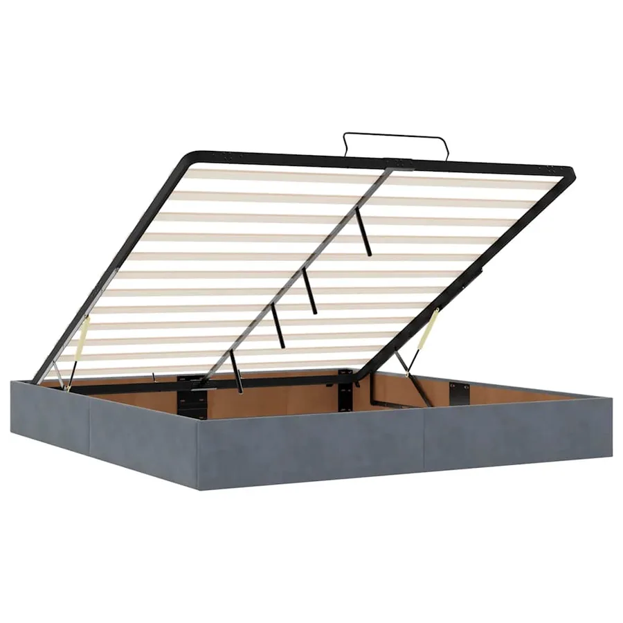 Cadre de lit ottoman avec matelas gris foncé 160x200 cm velours - 12