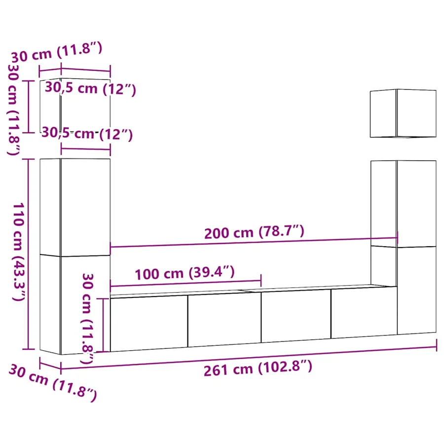 Ensemble de meuble TV mural 6 pcs chêne artisanal - 11