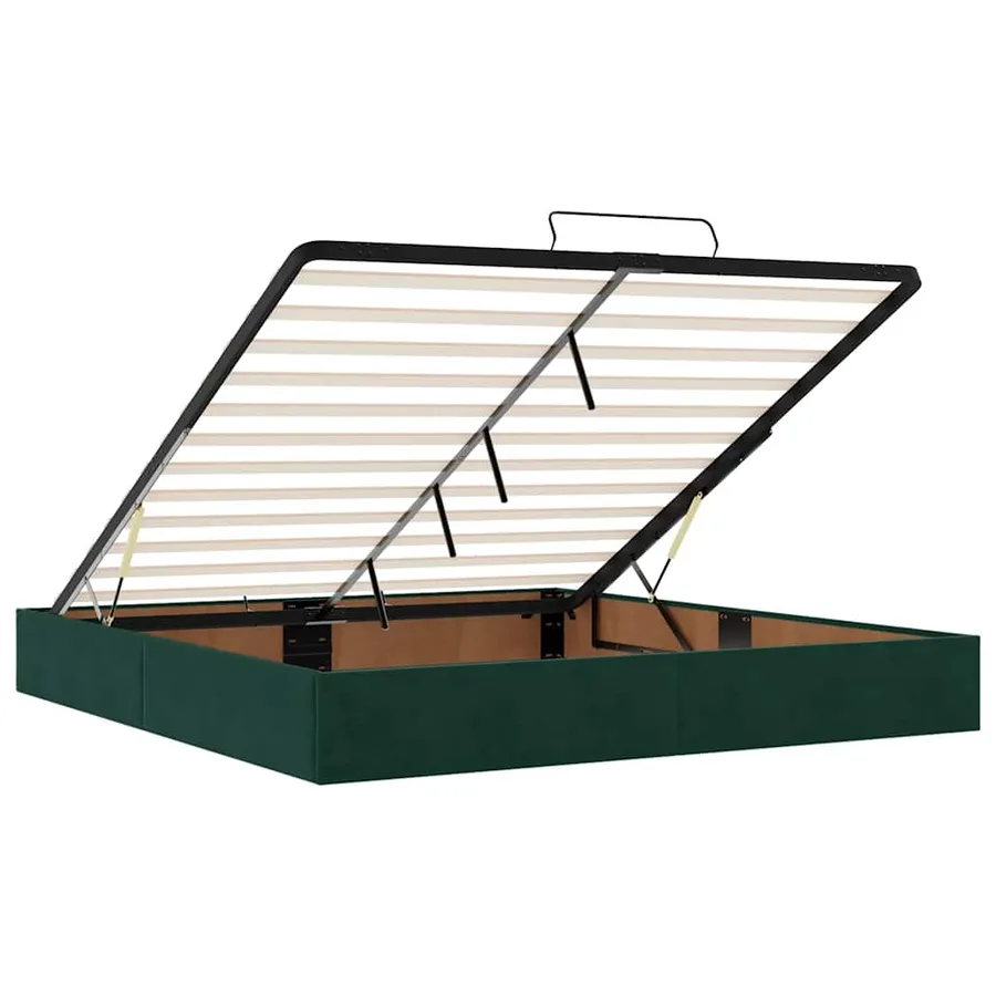 Cadre de lit ottoman avec matelas vert foncé 160x200 cm velours - 11