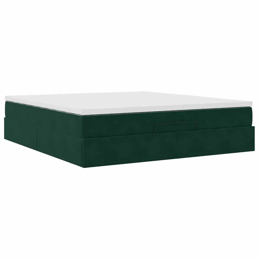 Cadre de lit ottoman avec matelas vert foncé 160x200 cm velours - 6