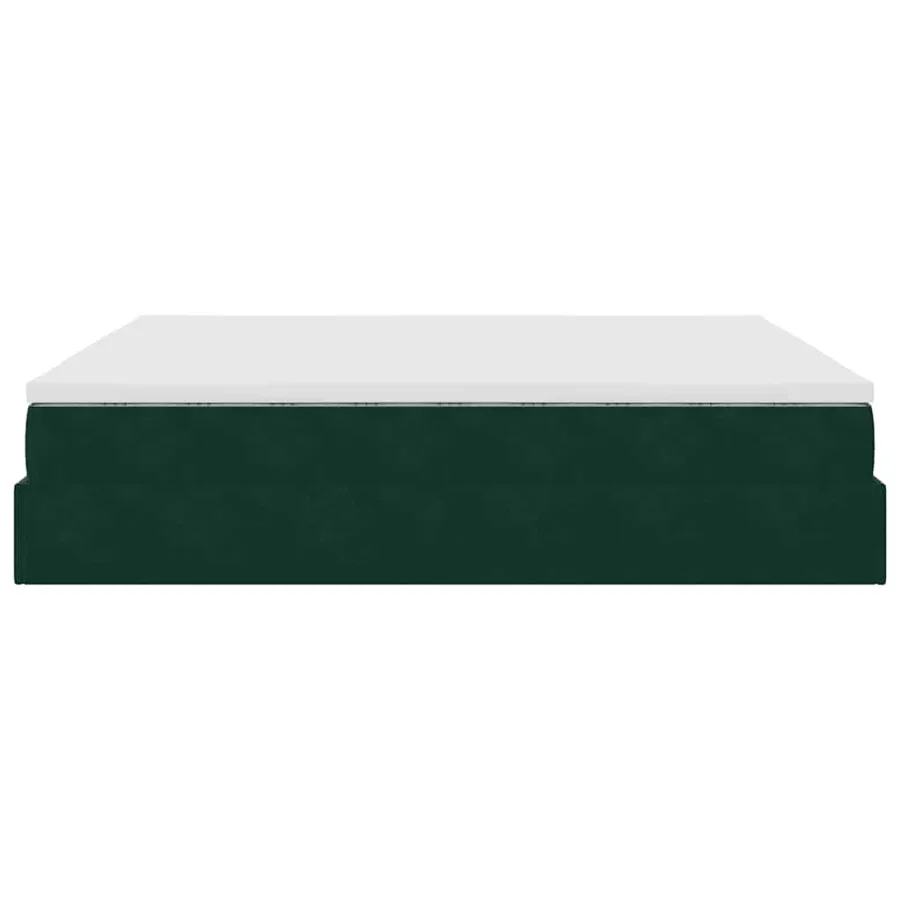Cadre de lit ottoman avec matelas vert foncé 160x200 cm velours - 9