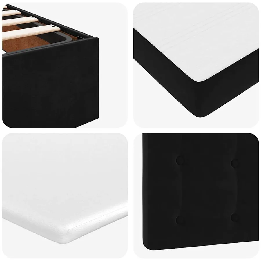 Cadre de lit ottoman avec matelas noir 160x200 cm velours - 14