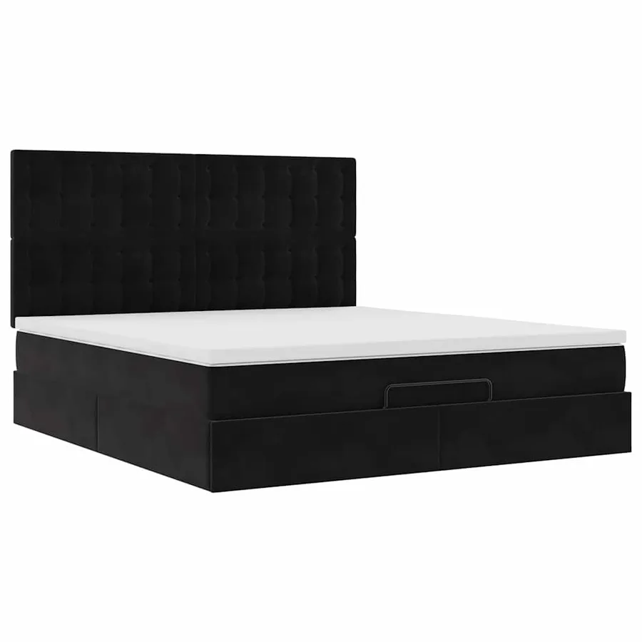 Cadre de lit ottoman avec matelas noir 160x200 cm velours - 6