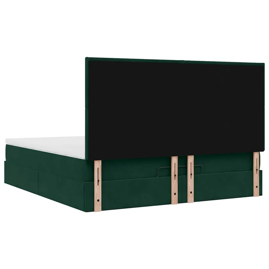 Cadre de lit ottoman avec matelas vert foncé 160x200 cm velours - 10