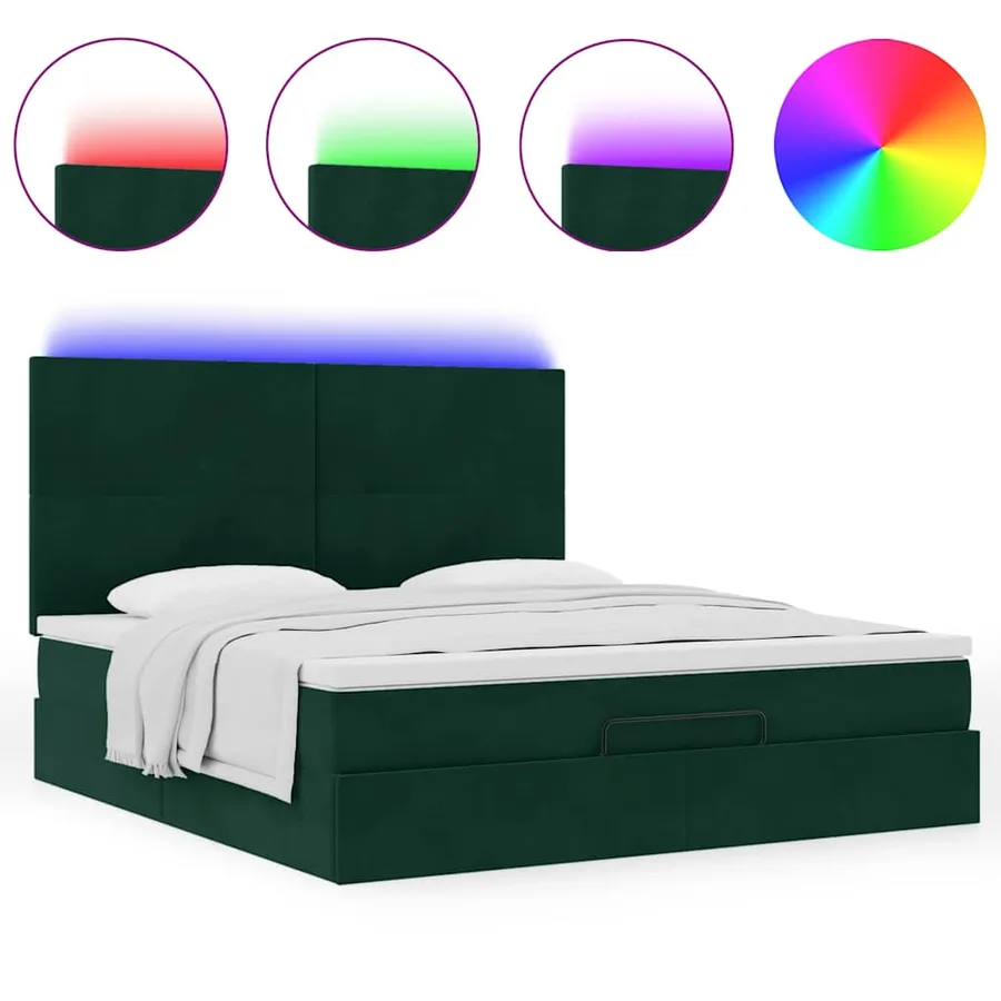 Cadre de lit ottoman avec matelas vert foncé 160x200 cm velours - 5